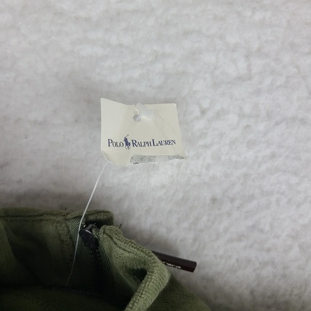 Polo Ralph Lauren Sweater Mens Medium Olive Green Quarter Zip Elbow Patch